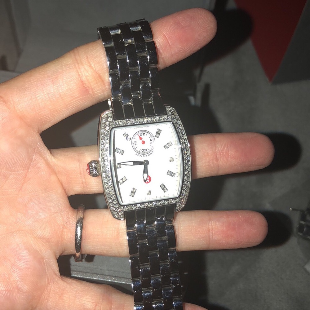 Michele Silver and Diamonds Women's Watch